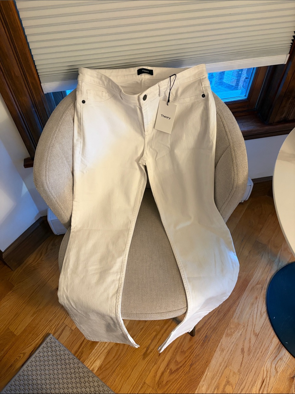 Theory White Straight-Leg Jeans